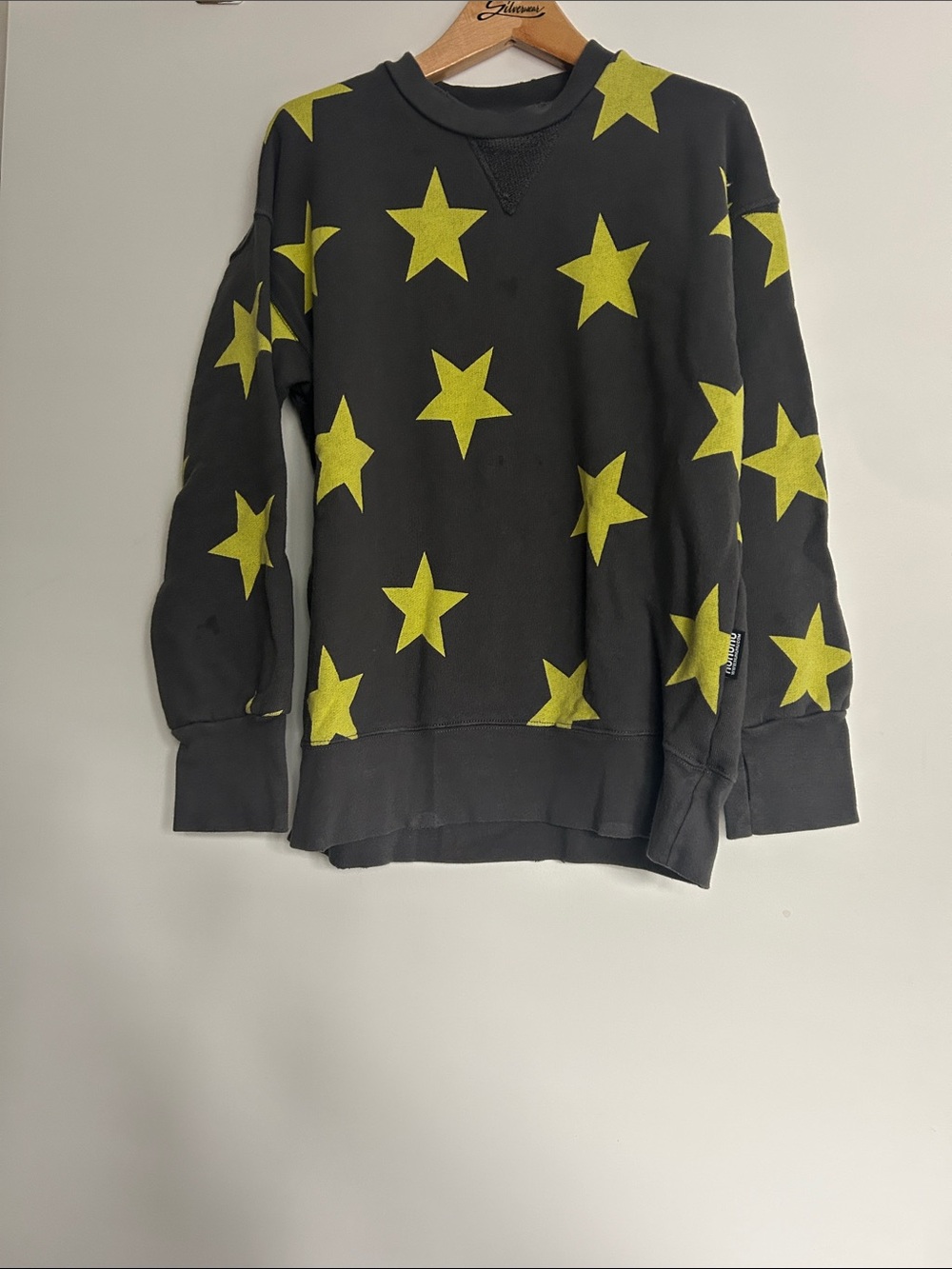 nununu kids Charcoal Crewneck Sweatshirt with Yellow Star size 8